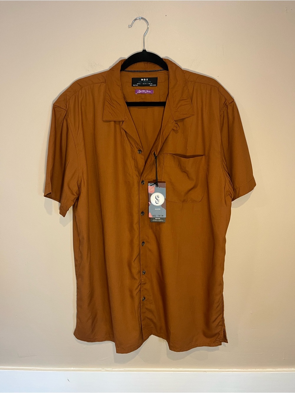NWT MDX Men's Short Sleeve Button-Down Shirt in Rust size XL